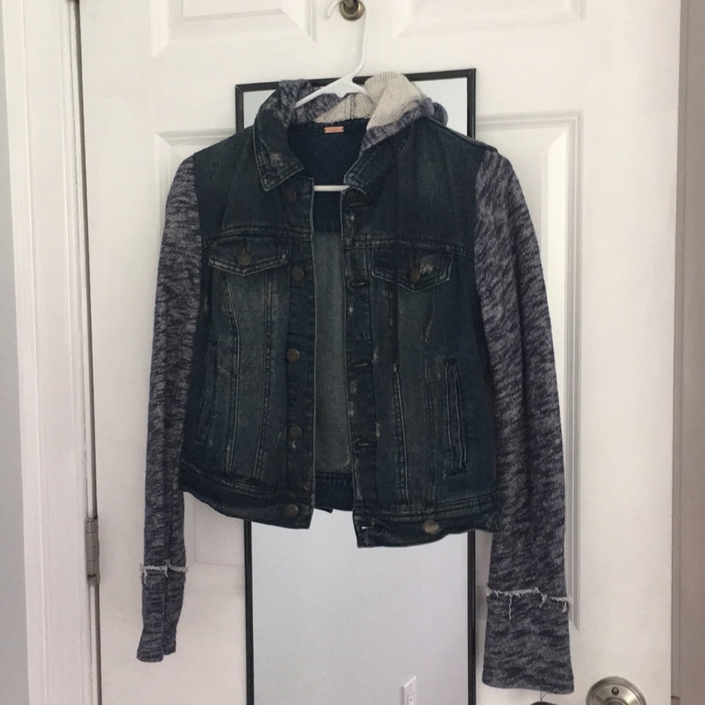 Free people denim sweatshirt jacket